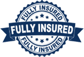 Round seal with the words 'fully insured'