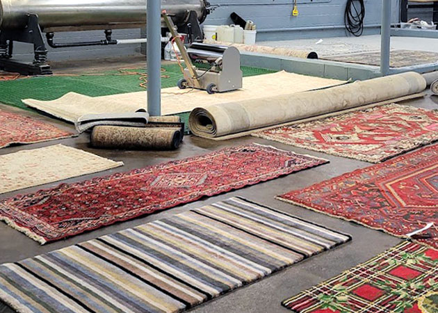 Area rugs that are drying after being cleaned