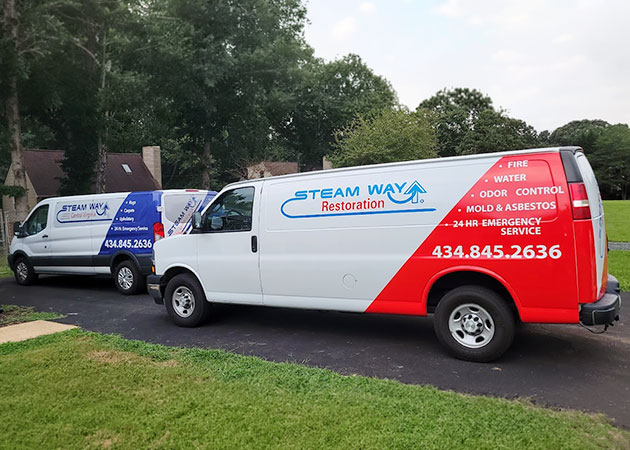 Two work vans in a driveway
